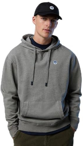 NORTH SAILS Sweat à capuche pour homme avec mini logo et poche porte-bébé, Nuances de gris, M