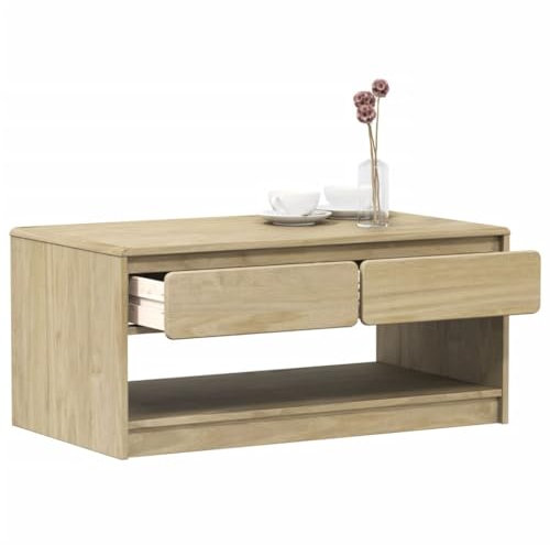 NQJIBUE Home Garden Couchtisch SAUDA Eiche 99x55x45cm Massivholz Kiefer