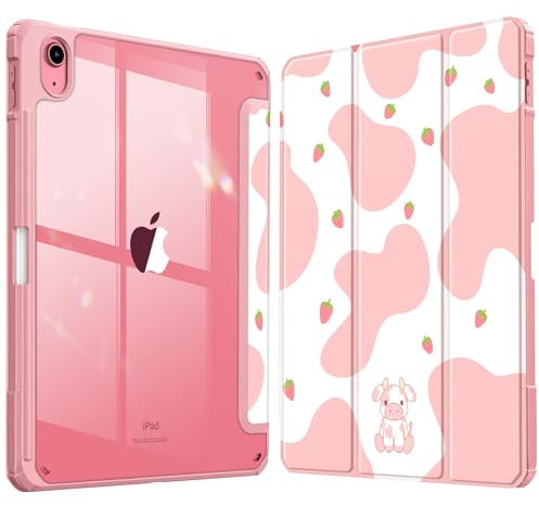 Fintie Funda Durable para iPad 11ª Gen 2025 (A16) de 11 Pulgadas, iPad 10ª Gen de 10.9 Pulgadas (2022) - Funda Antichoque y Soporte para Lápiz, Auto-Reposo/Activación,Vaca Fresa