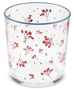 KARACA Neujahrs-Weihnachts Trinkgläser, Wassergläser 380 ml klares Trinkgeschirr, Küchengläser Geschenke für Frauen, 3-teilig Gläser Set, Metzgerbesen, Spülmaschinenfest