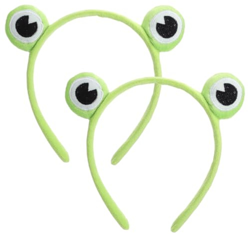 UngVeil 2 Pieces Cute Frog Headband Stretchy Frog Hair Accessories Cartoon Frog Headband for Face Washing Shower Sports Yoga Beauty Skincare (Green, 1 style)