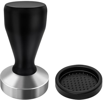 PHILORN 53mm Kaffee Tamper aus Edelstahl, Espresso-Stampfer mit Silikonkissen, Kaffeemehlpresser mit Holzgriff, Espresso Tamper für Zuhause und Büro
