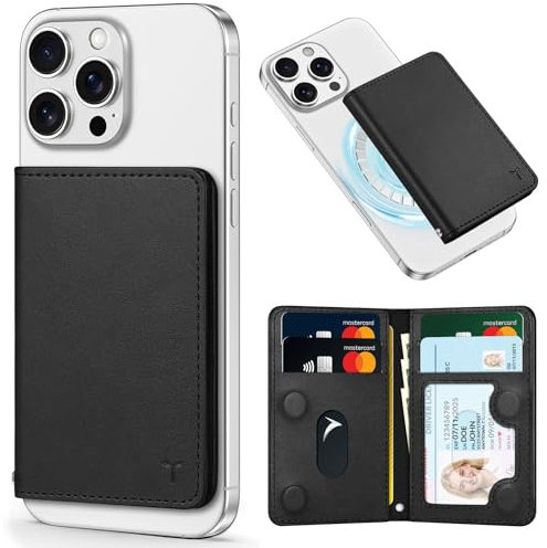 TUCCH Portefeuille Magnétique pour iPhone avec 6 Fentes Cartes, Blocage RFID [Fenêtre ID Transparente], Cuir Synthétique pour Série iPhone 17/16/15/14/13/12/Plus/Pro/Pro Max (sauf Mini), Noir