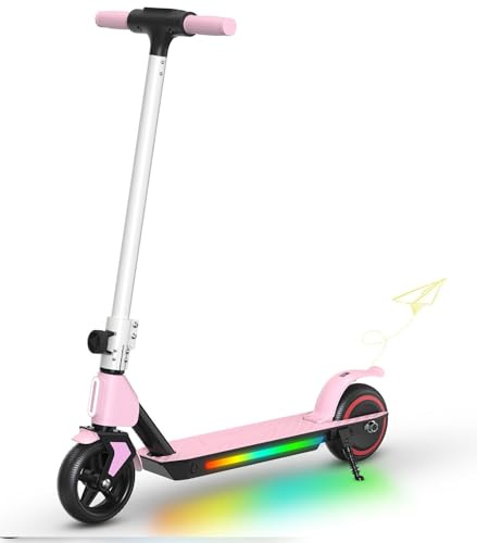 E-RIDES E Scooter für Kinder,Elektroscooter 130W Motor, 24V 2.5Ah Akku, 6,5 Reifen, Max Reichweite 8 KM - Max. 14 KM/H, Elektroscooter Geschenk für Kinder (Rosa)