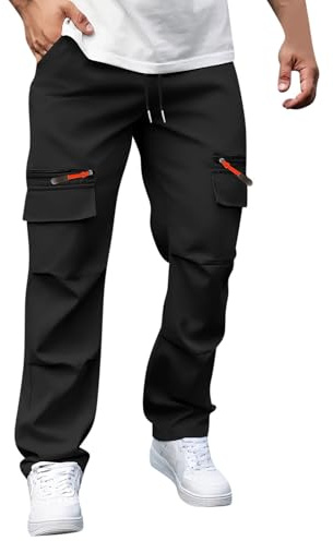 AEGJEGVD Soldes Pantalon de Travail Homme Cargo Stretch Pantalons Taille Elastique Décontractée Leger Ete Pants Mode Pantalon Jogging Survetement avec Poche Training Sportswear Randonnée Pas Cher