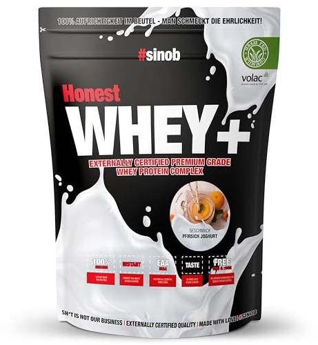 #sinob Honest Whey Pfirsich Joghurt 820 g | Grass Fed Whey Protein Pulver | Aus irischer Weidemilch | Mit Sonnenblumenlecithin statt Sojalecithin