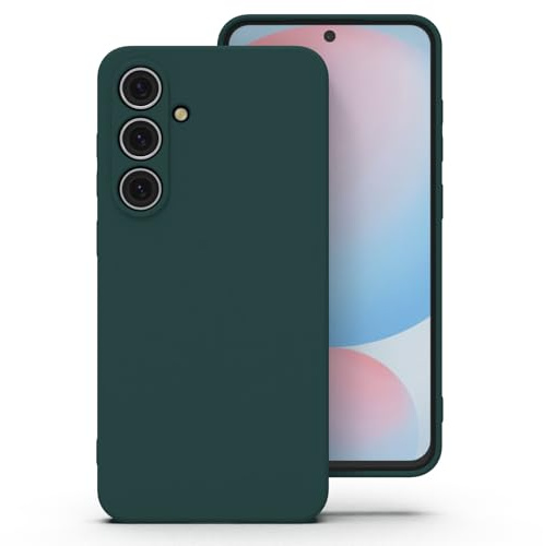 Zuvirelx Silikon Hülle für Samsung Galaxy S24 FE - Tiefgrün | Dünne, Rutschfest, Weiches Griff, Minimalistisch, Taschenpassend, Stoßfest Handyhülle