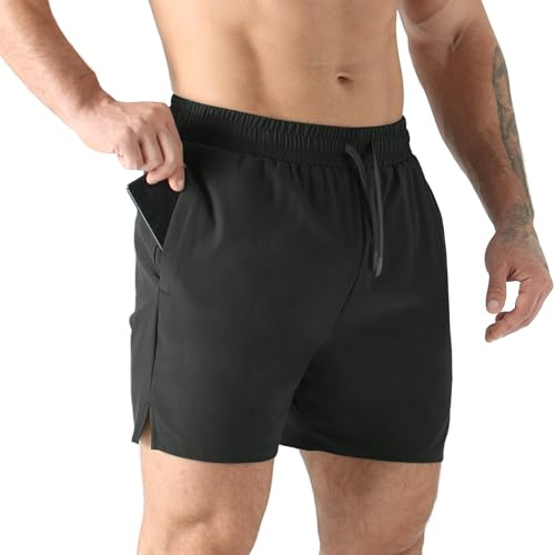 Jupmov Sporthose Herren Kurz 5 Inch Leichte Gym Laufshorts(Schwarz,M)