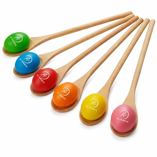 AI SPORTS Egg & Spoon Race Game Set for – Plastic Spoons with Colourful Eggs – Outdoor Garden, School Sports Day & Party Balance Game