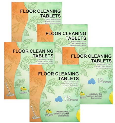 Multi-Surface Floor Cleaning Tablets, Floor Cleaning Solution Tablet, Deep Clean Formula Cleaner for Multiple Hard Tile Floors, Mopping Pods with Fast Dissolve, Fresh Lemon Scent (5Box)