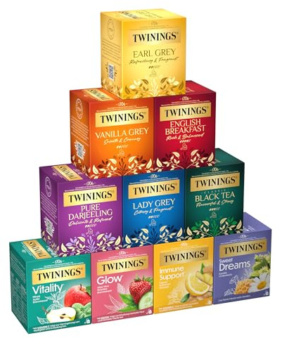 Twinings TEA COLLECTION Schwarzer Tee, Früchtetee & Kräutertee-Mischungen im Teebeutel - unsere beliebtesten Tee-Sorten im Mix, 10er Pack (je 10 Beutel)