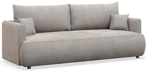Selsey Schlafsofa 3 Sitzer mit Schlaffunktion und Bettkasten 226 cm – Grau Chenille Easy Clean Stoff – Modernes Sofa Bed für kleine Wohnzimmer & Gästezimmer