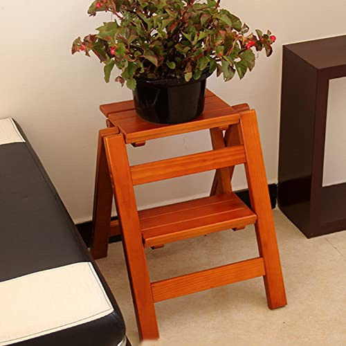 LCUVIMPEX Silla Plegable de Biblioteca, Taburete de Escalera Madera Plegable 2 escalones, Estante for Silla