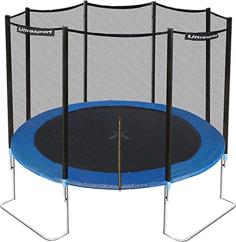 Ultrasport Gartentrampolin Jumper, Ø 366 cm, inkl. Sprungtuch, Federn, Sicherheitsnetz, gepolstertem Netzpfosten und Kantenschutz, wetterfest, bis 150 kg belastbar, Blau
