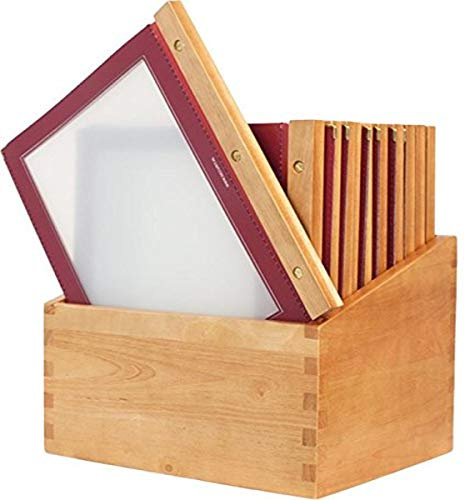 SECURIT - 20er-Box Weinkarte A4 Wood Range mit Box - Weinrot | Box aus Teakholz - Goldene Metallecken - Einleger enthalten