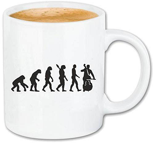 Reifen-Markt Kontrabass Musikunterricht Musikband BASS Musikinstrument Keramik Kaffeebecher 330 ml, weiß Teetasse Spülmaschinenfest mikrowellengeeignet Geschenkidee, Motiv 400488