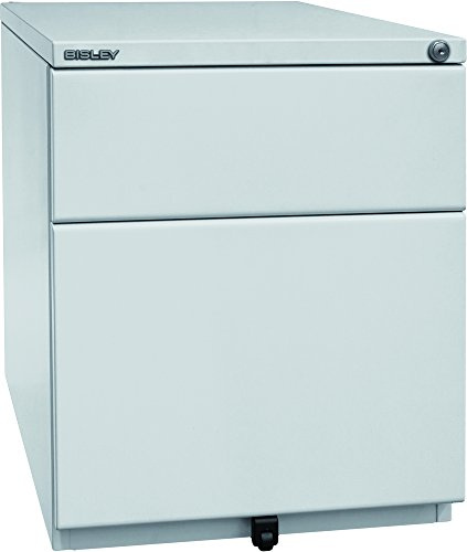 BISLEY Rollcontainer OBA mit 25 mm Top, 1 Universalschublade, 1 HR-Schublade, Metall, 645 Lichtgrau, 56.5 x 42 x 51.9 cm