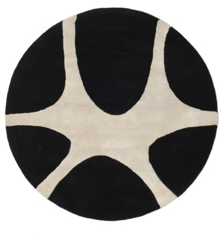 RugVista Stones Handtufted Teppich, Ø 150 cm, Schwarz | Moderne, Unsere Designer, Rund, Niedriger Stapel, Nur chemische Reinigung, Oeko-Tex 100, Wohnzimmer, Esszimmer, Schlafzimmer