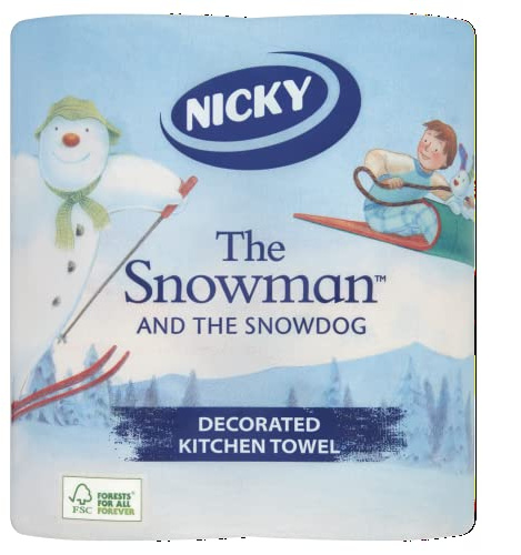 Nicky The Snowman and The Snowdog Decorated Kitchen Towels, Pack of 2