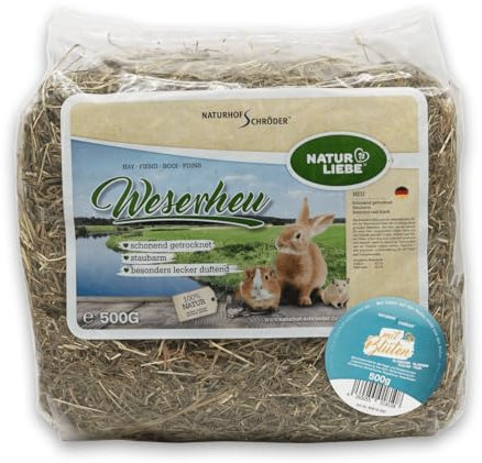 Fieno per conigli, criceti e altri piccoli animali con erbe aromatiche (fioritura, 1 x 500 g)