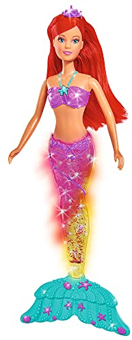 Simba 105733049 - Steffi Love Light & Glitter Mermaid, Steffi als Meerjungfrau, mit magischem Glitzer, bunt leuchtende Schwanzflosse, Ankleidepuppe, 34cm, für Kinder ab 3 Jahren