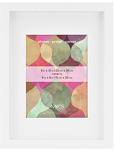 MCS Art Frame, 9 12 with 6 by 8-Inch Mat Opening, White Bilderrahmen, Weiß, 9 x 12 in