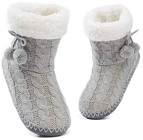MaaMgic - Mujer Zapatillas Pantuflas Antideslizante de Invierno, como Casa Botas Extra Cálido,Gris 2,37/39EU