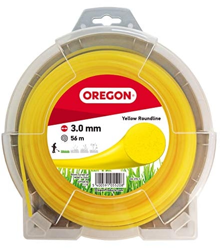 Oregon Yellow Round 3mm Strimmer Line, Trimmer Line Tackles Long Grass, Weeds, Edges & Thick Vegetation, Professional Heavy Duty Nylon Strimmer Wire, Fits Most Standard Models, 3.0mm x 56m (69-370-Y)