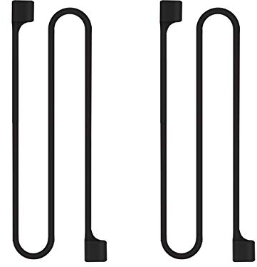SCSpecial 2 Stücke Magnetischer Verschluss Anti-Verlust-Strap Kompatibel mit AirPods 2 und 1 Haltebänder Sport Silikon Lanyard Kompatibel mit Apple Wireless Kopfhörer (Schwarz)