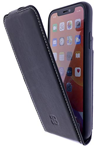 Burkley Flip Case Handyhülle für iPhone 15 Pro - Handytasche aus echtem Rindsleder, 360° Schutz mit Kartenfach - Stilvoll und praktisch