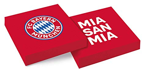 Amscan 9906509 - FC Bayern München Servietten, 20 Stück, Größe 33 x 33 cm, Papier, Fanclub, Fußball, Party