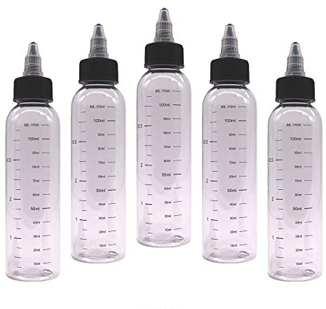 DIY-24H 100ml Twist Cap Drehverschluss Leerflasche mit Skala,Flasche, Bottle, Spender, Tröpfler für Liquids, Reiniger (5x - 100ml)