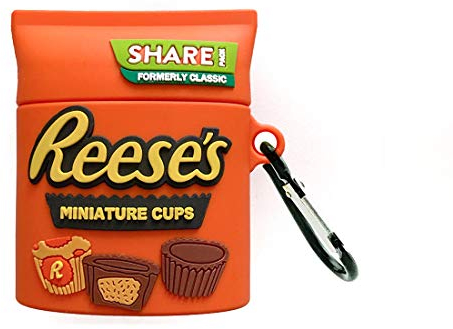 Airpod-Hülle, süßes 3D-lustiges ReesesCartoon-Design, weiche Silikon-Hülle, Kawaii cooles Schlüsselanhänger-Design, Haut, für Mädchen Kinder und Jungen Airpod 1/2 Hülle (KANSDF/2/REESES)