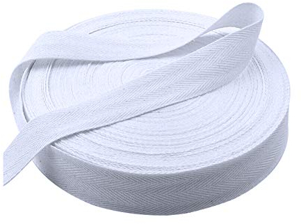 JUHONNZ Nahtband Baumwolle,45 Meter Baumwollband Natur Baumwoll Gurtband Köperband Schrägband für Heimwerker, Handwerk, Nähen, Stricken, Geschenkverpackungen, Weiß 2cm