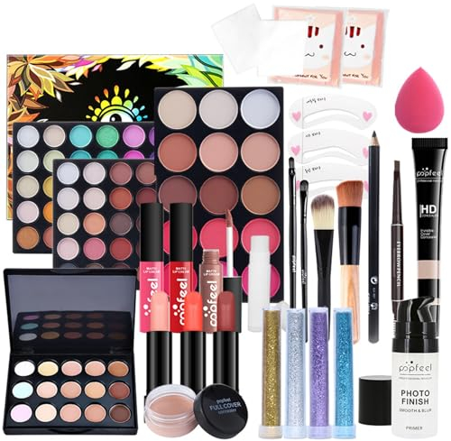 All in One Make Up Set, Schminke Set für Frauen, Makeup Set Starter Kit Multifunktions Kosmetik Schmink Kit mit Lidschatten Palette, Lippenstift, Eyeliner, Mascara, Pinsel Für Frauen Mädchen