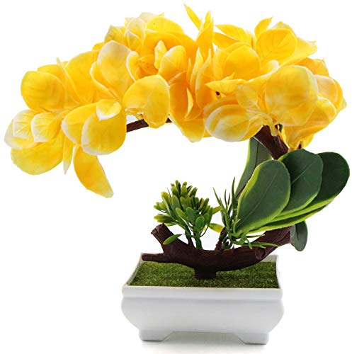 Plante Artificielle en Pot - Fleurs de bonsaï artificielles en Plastique - Petites Plantes décoratives - Idéal pour Bureau, Jardin, Balcon, décoration de Table et décoration extérieure - Cadeau