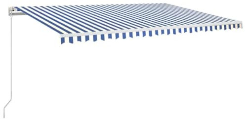vidaXL Gelenkarmmarkise Einziehbar mit LED Markise Sonnenmarkise Balkonmarkise Sonnenschutz Sichtschutz Fenster Terrasse Garten 500x350cm Blau Weiß