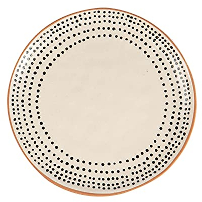 Nicola Spring Stoneware Side Plate - Spotted Rim - Pack of 1 - Ceramic Dining Tableware Patterned Plates Dishwasher & Microwave Safe Small Plates Crockery for Starters, Sides, Mains, Desserts