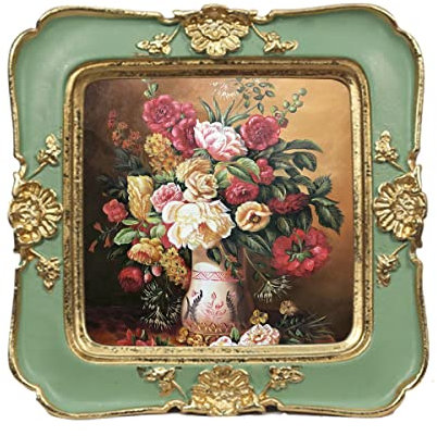 WINPLUS+ Marcos de fotos vintage de 3 x 3 pulgadas, marcos de fotos antiguos de lujo con decoración de flores doradas en relieve, decoración de estilo retro, exhibición de pared y mesa, galería de