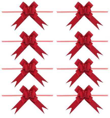 Amosfun Geschenkschleife Weihnachten Ziehschleife Geschenk Verpackung Ziehen Bogen Ziehen Schleife Pull Bogen Band Weihnachtsdeko für Weihnachtsbaum Weihnachten Hochzeit Geschenk Deko 50 Stück Rot
