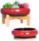 ARTKETTY Vasi per piante da interni, 18,5/25 cm, grandi vasi bonsai con vassoi, set di 2, vasi colorati per piante grasse, vasi in ceramica per piante di cactus, vaso da fiori decorativo da giardino