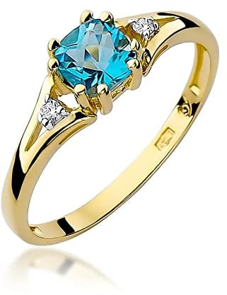 MARKO Damen-Goldring Mit 0,70Ct Topas Und 0,03Ct Diamanten, 14 Karat Gold (585) | Eleganter Ring Mit Box Für Frauen