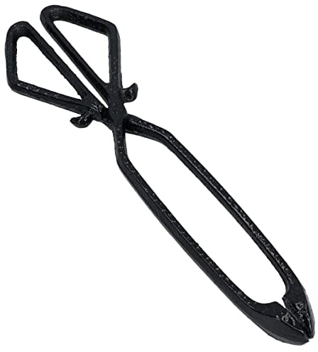 AB Tools Pince à bûches droite en fonte et métal pour cheminée, bois, charbon, ciseaux robustes