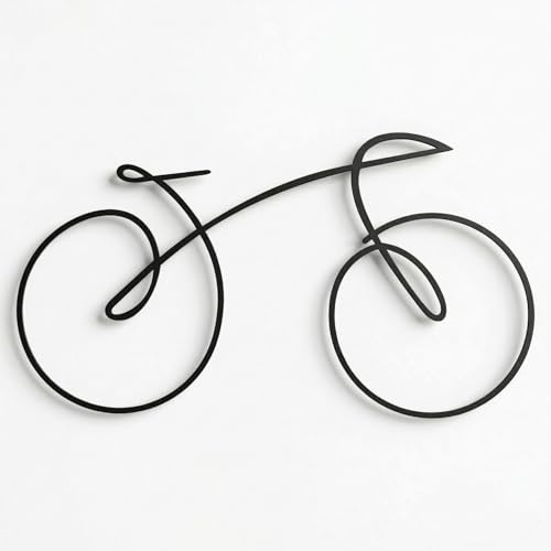 DEKADRON Metall-Wandkunst, Linien-Fahrrad-Wandkunst, geometrisches Fahrradschild, Zuhause, Wohnzimmer, Wandbehang, Radfahrer-Geschenk, (60 x 33 cm)
