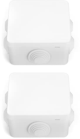 QWORK 2 Stück Aufputz Abzweigkasten, Abzweigdose, wasserdicht, staubdicht, IP65, ABS-Kunststoff, Universal Elektro Projekt Gehäuse, weiß, 85 x 85 x 50mm