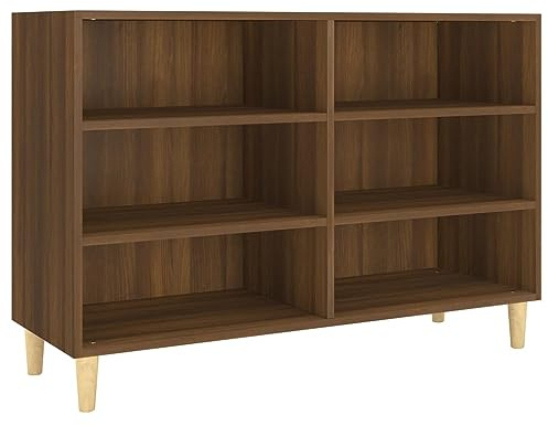 vidaXL Sideboard mit 6 Regalböden Bücherregal Kommode Anrichte Schrank Beistellschrank Standregal Regal Braun Eichen-Optik 103,5x35x70cm Holzwerkstoff