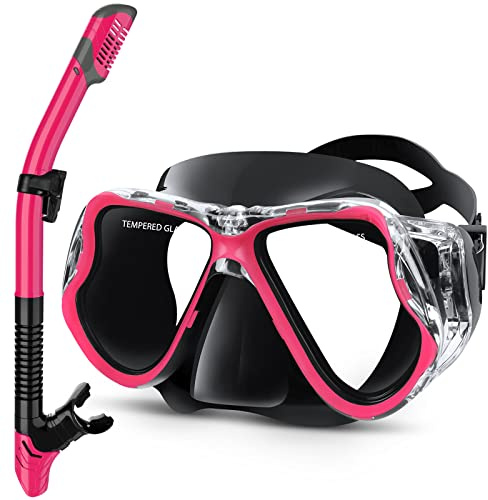 Greatever Snorkeling Gear for Adults Kids, Dry Snorkel Mask Set Anti-Fog