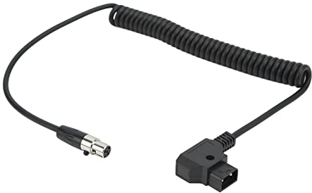 D TAP-Stecker auf 4-poligen Mini-XLR-Adapter, Spiralkabel, D-Tap auf 4-polige XLR-Buchse, Rechtwinkliger Adapter, Spiralkabel für TVlogic-Monitor-Netzkabel, 12 V, für Netzteil-Batterieadapter