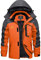 KEFITEVD Snowboardjacke Herren Thermo Winter Jacke Outdoor Wasserabweisend Softshelljacke Fleece Gefütterte Kapuzenjacke mit Mehrere Taschen Grau-orange L