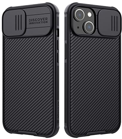 Nillkin Cover per iPhone 14, CamShield Pro Custodia con Protezione Scorrevole per Fotocamera, Custodia Sottile Antiurto per iPhone 14, Nero